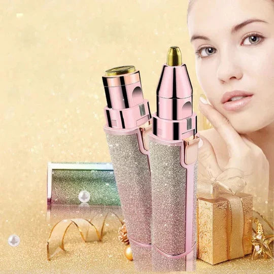 2 in 1 Rechargeable Eyebrow Trimmer For Women Facial Hair Remover Shaver With LED Light USB Charging