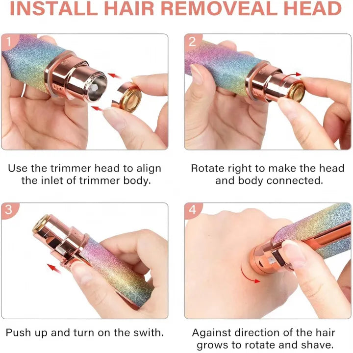 2 in 1 Rechargeable Eyebrow Trimmer For Women Facial Hair Remover Shaver With LED Light USB Charging