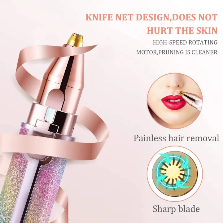 2 in 1 Rechargeable Eyebrow Trimmer For Women Facial Hair Remover Shaver With LED Light USB Charging