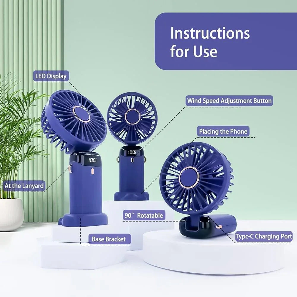 Foldable USB Table Fan with LED Display