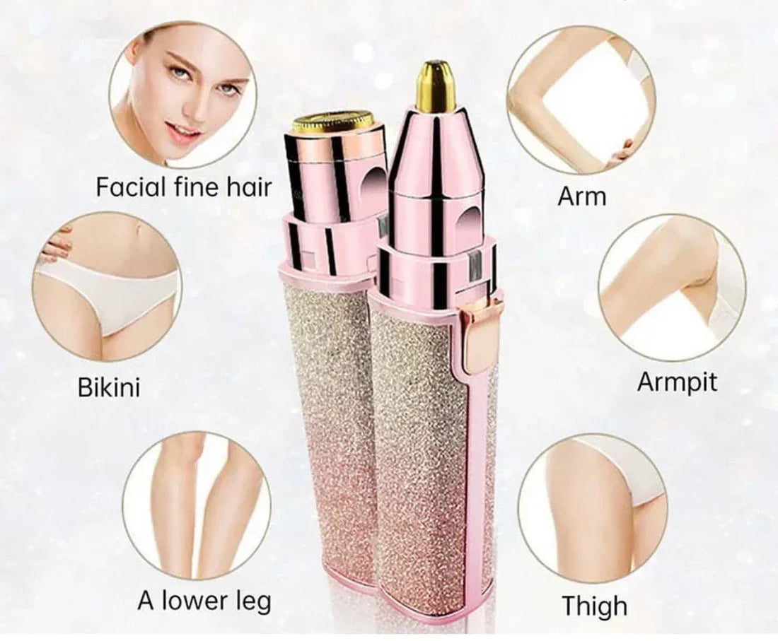 2 in 1 Rechargeable Eyebrow Trimmer For Women Facial Hair Remover Shaver With LED Light USB Charging