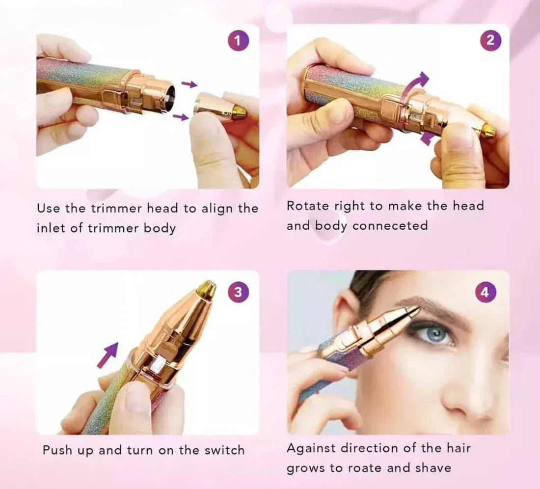 2 in 1 Rechargeable Eyebrow Trimmer For Women Facial Hair Remover Shaver With LED Light USB Charging